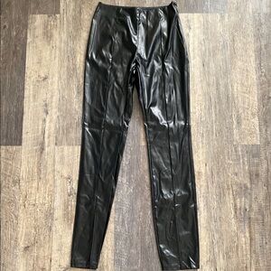 SBetro Sleek Black Faux Leather Pants